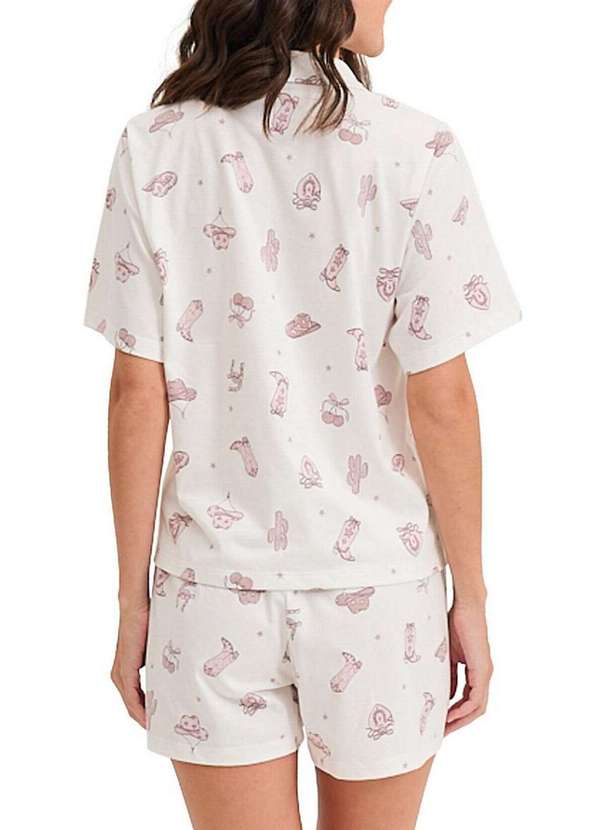 Espaço Pijama - Pijama Feminino Curto com Abertura Espaço Pijama 4010410 Off-White 2