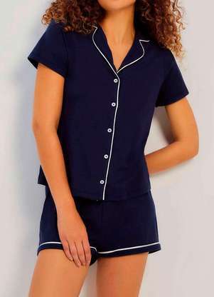 Pijama Feminino Curto com Abertura Hering 7cyg - HERING