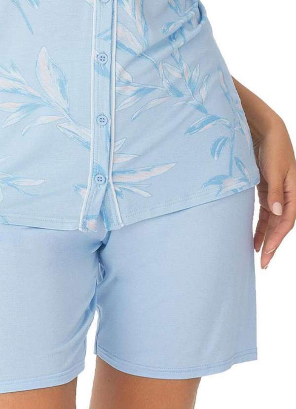 Malwee - Pijama Feminino Curto com Abertura Malwee 1000122432 Dm29a-Azul 4
