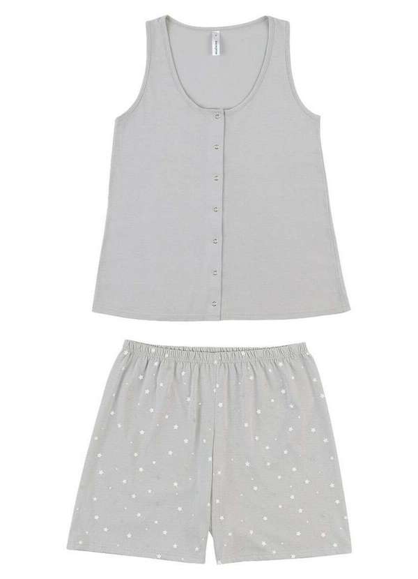 Malwee - Pijama Feminino Curto com Abertura Malwee 1000133177 01361-Cinza 2