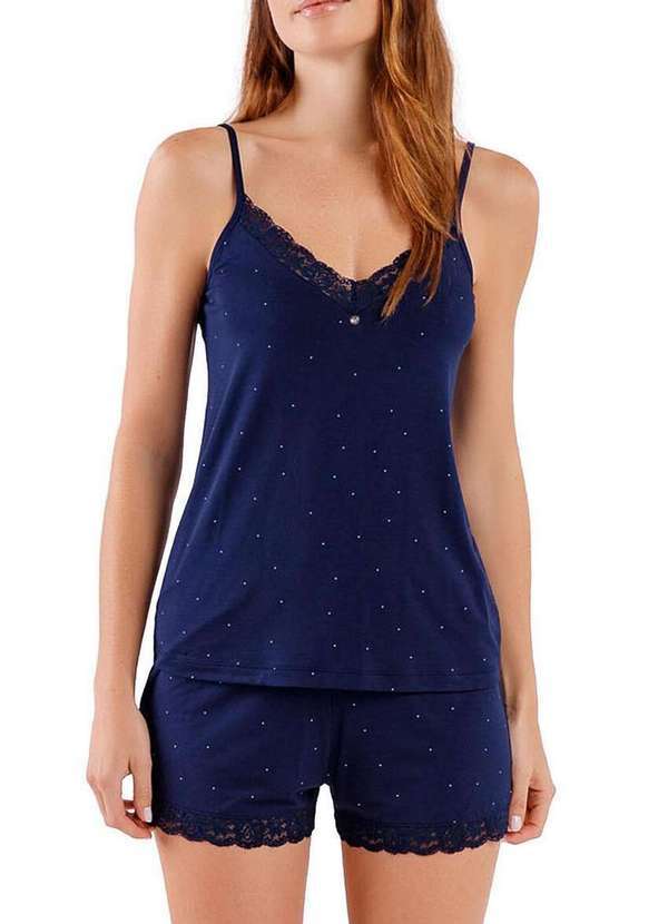 Cor com Amor - Pijama Feminino Curto Cor Amor 2010615 Azul-Marinho