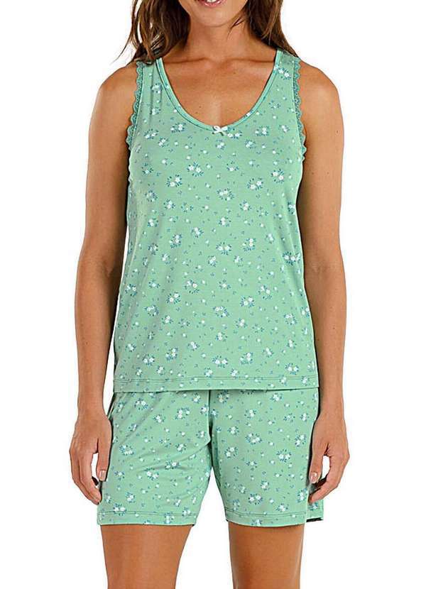 Cor com Amor - Pijama Feminino Curto Cor com Amor 2010430 Verde