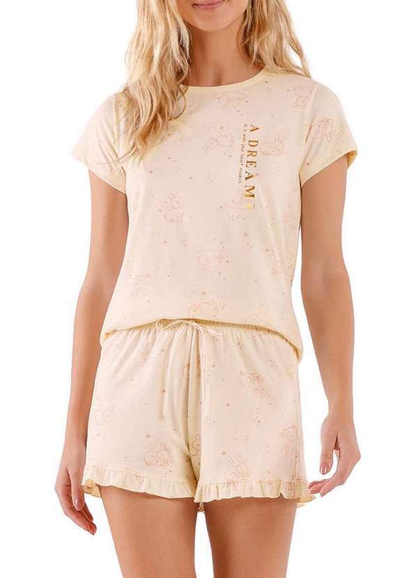 Cor com Amor - Pijama Feminino Curto Cor com Amor 2010550 Bege
