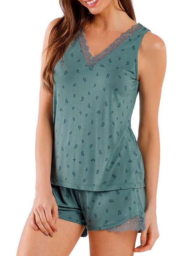 Cor com Amor - Pijama Feminino Curto Cor com Amor 2010652 Verde