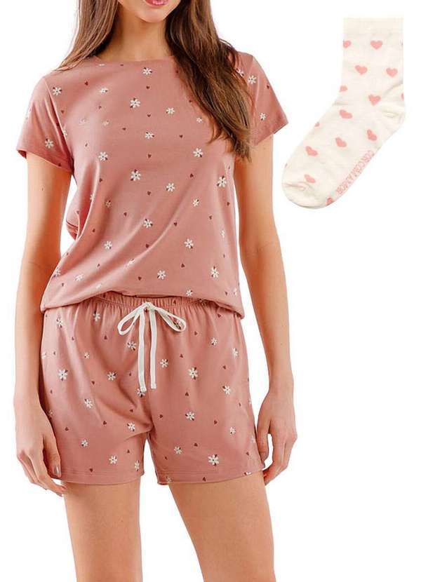 Cor com Amor - Pijama Feminino Curto Cor com Amor 2010663 Rosê