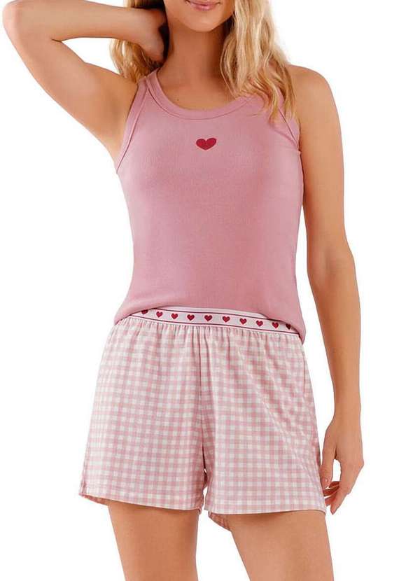 Cor com Amor - Pijama Feminino Curto Cor com Amor 2010667 Rosa-Xadrez