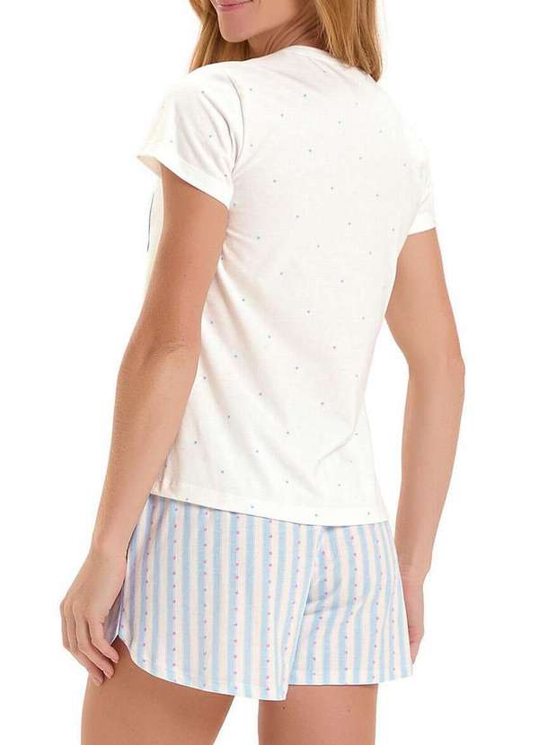 Cor com Amor - Pijama Feminino Curto Cor com Amor 2010805 Off-White-Azul- 2