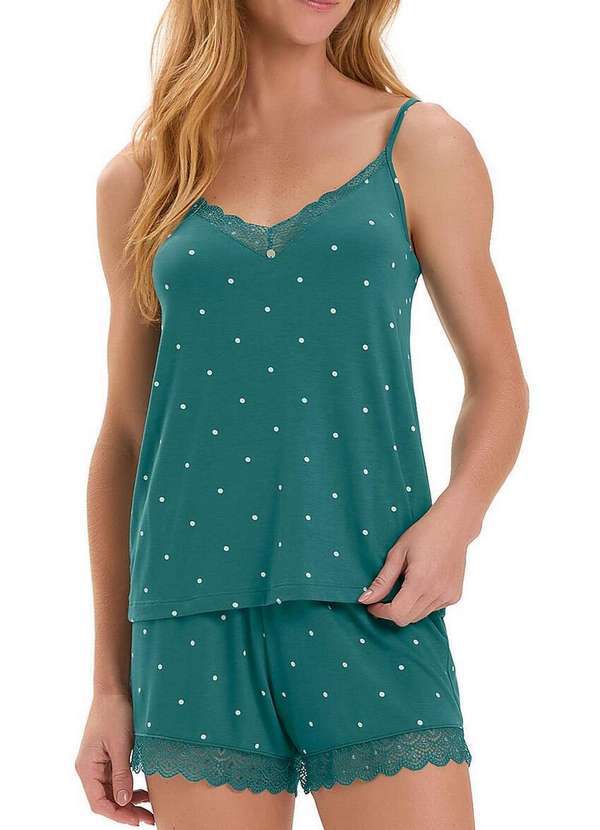 Cor com Amor - Pijama Feminino Curto Cor com Amor 2010875 Verde