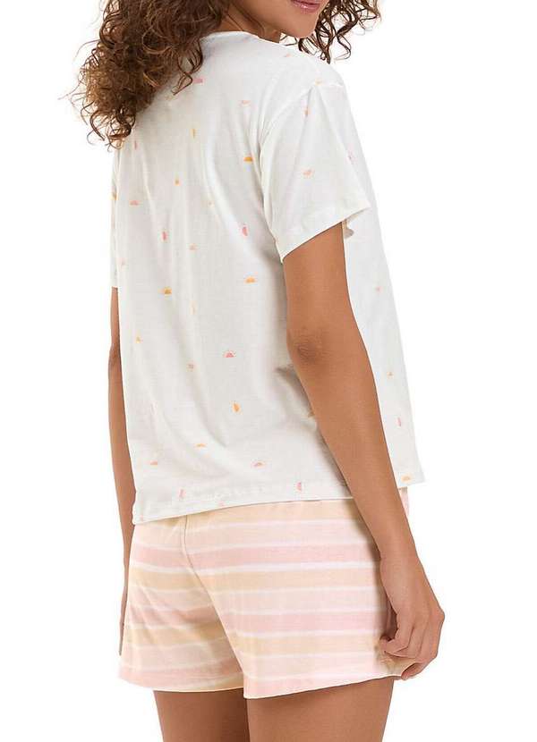Cor com Amor - Pijama Feminino Curto Cor com Amor 2010929 Off-White-Listrado 2