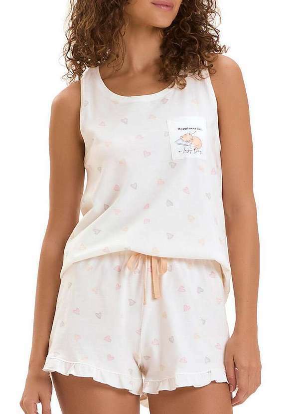 Cor com Amor - Pijama Feminino Curto Cor com Amor 2010952 Off-White