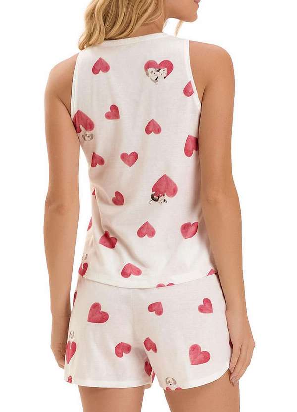 Cor com Amor - Pijama Feminino Curto Cor com Amor 2010990 Off-White-Coração 2
