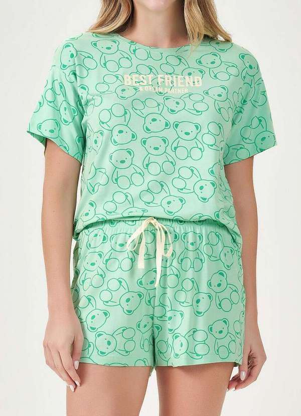 Espaço Pijama - Pijama Feminino Curto Espaço Pijama 4010019 Verde