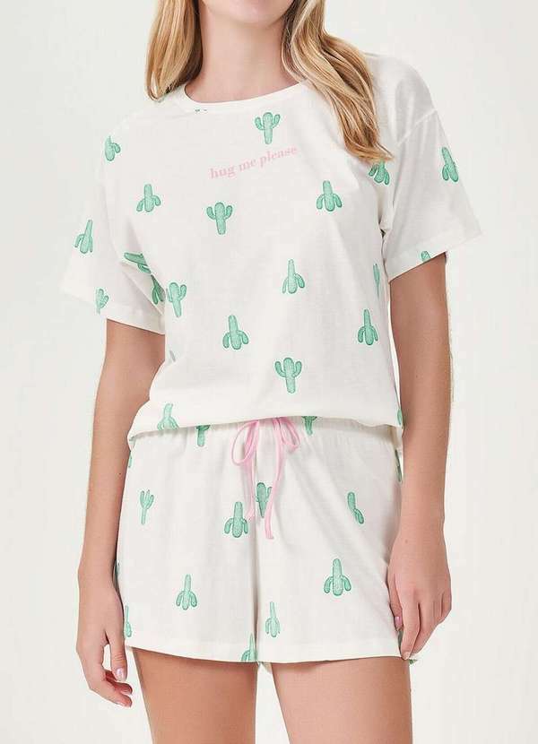 Espaço Pijama - Pijama Feminino Curto Espaço Pijama 4010045 Off-White-