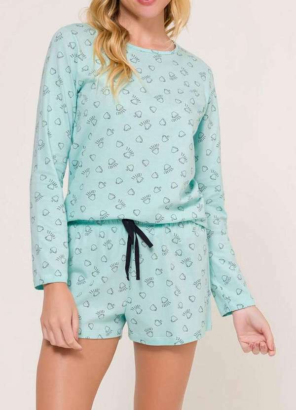 Espaço Pijama - Pijama Feminino Curto Espaço Pijama 4010091 Azul