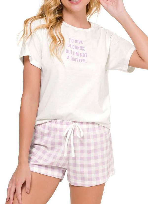 Espaço Pijama - Pijama Feminino Curto Espaço Pijama 4010094 Off-White
