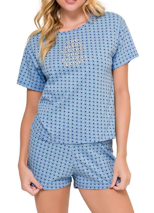 Espaço Pijama - Pijama Feminino Curto Espaço Pijama 4010132 Azul