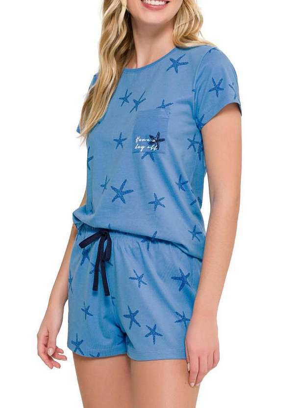Espaço Pijama - Pijama Feminino Curto Espaço Pijama 4010172 Azul