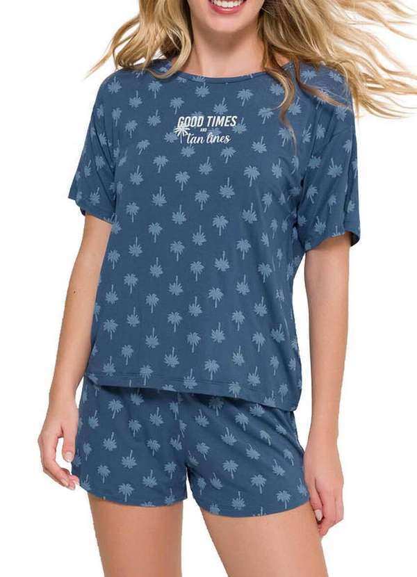 Espaço Pijama - Pijama Feminino Curto Espaço Pijama 4010196 Azul
