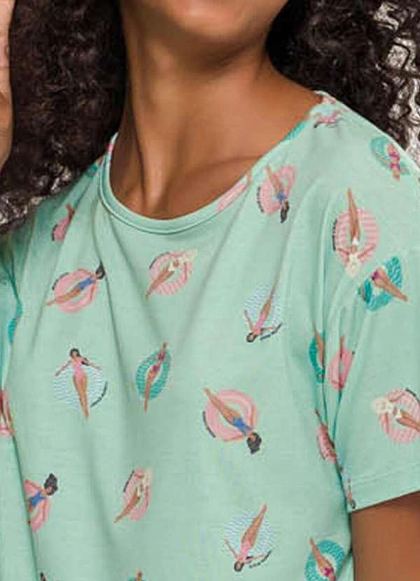 Espaço Pijama - Pijama Feminino Curto Espaço Pijama 4010202 Verde 3