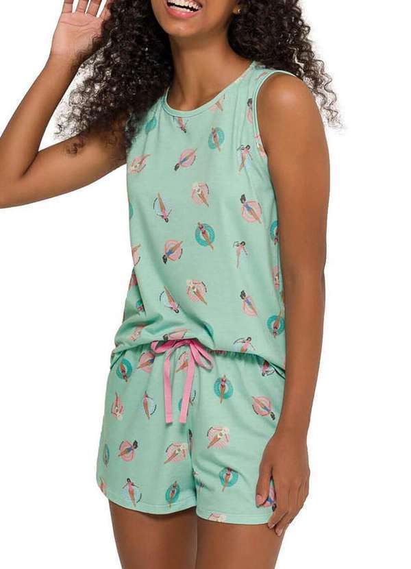Espaço Pijama - Pijama Feminino Curto Espaço Pijama 4010203 Verde