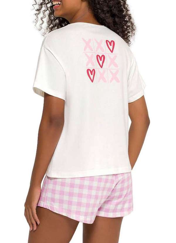 Espaço Pijama - Pijama Feminino Curto Espaço Pijama 4010210 Off-White-Xadrez 2