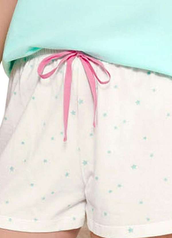 Espaço Pijama - Pijama Feminino Curto Espaço Pijama 4010213 Verde-Off-White 4