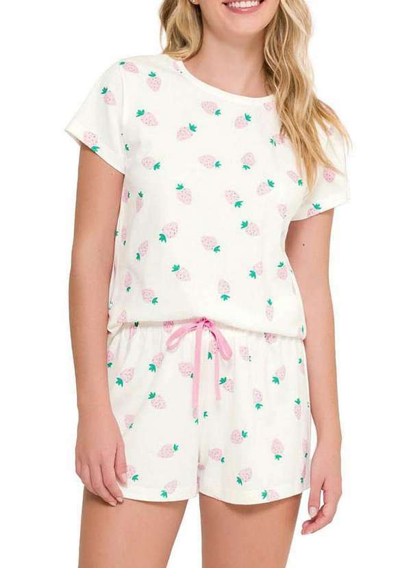 Espaço Pijama - Pijama Feminino Curto Espaço Pijama 4010244 Off-White
