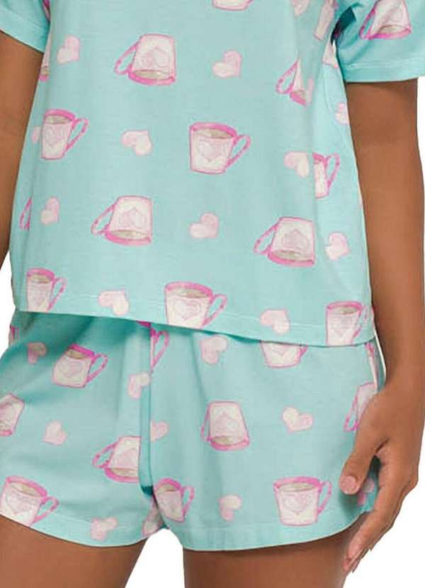 Espaço Pijama - Pijama Feminino Curto Espaço Pijama 4010260 Verde-Claro 4