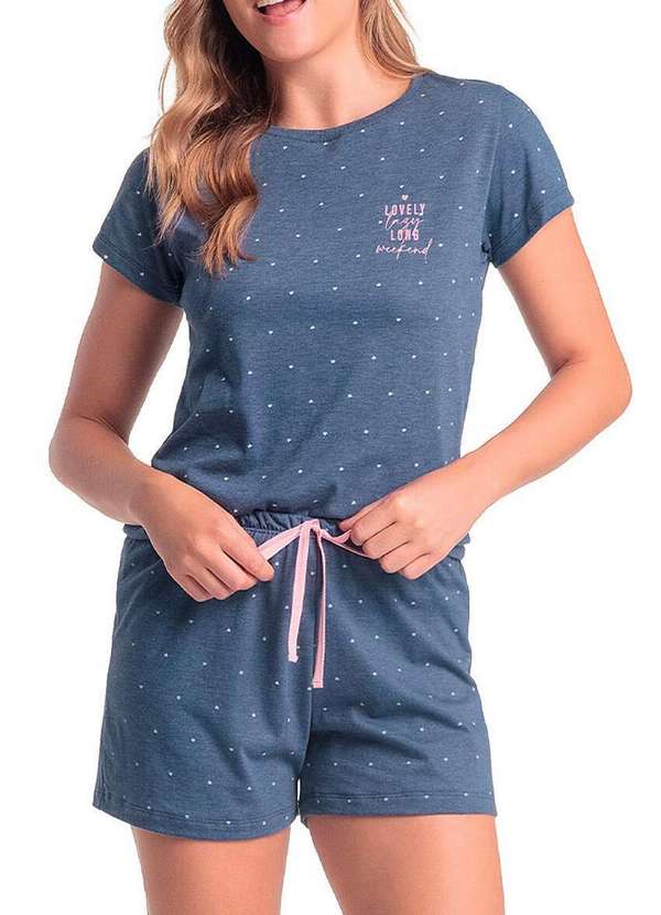 Espaço Pijama - Pijama Feminino Curto Espaço Pijama 4010316 Azul
