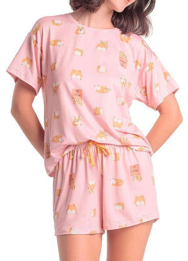 Espaço Pijama - Pijama Feminino Curto Espaço Pijama 4010327 Rosa