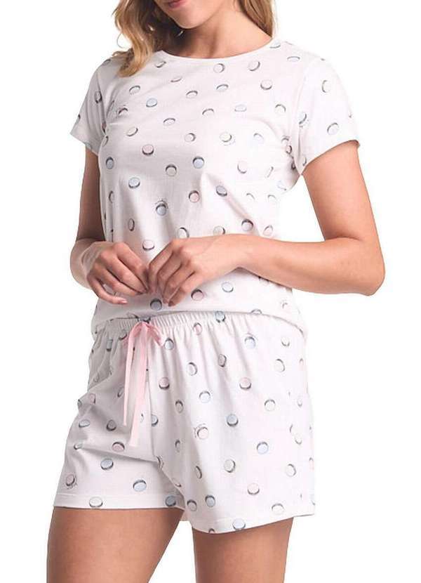 Espaço Pijama - Pijama Feminino Curto Espaço Pijama 4010339 Off-White