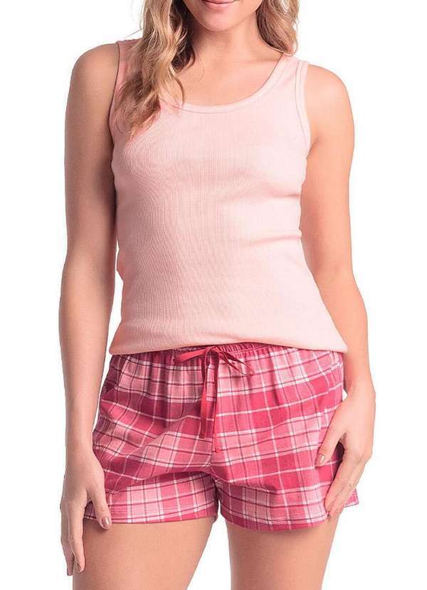 Espaço Pijama - Pijama Feminino Curto Espaço Pijama 4010353 Rosa-Xadrez