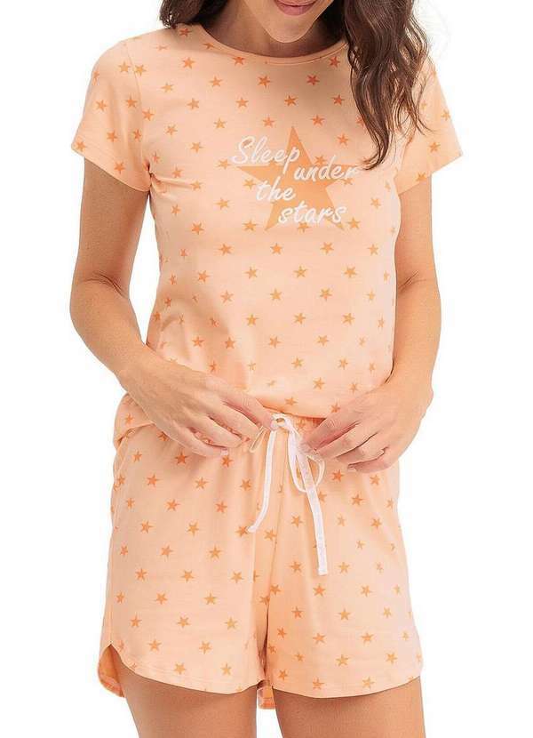 Espaço Pijama - Pijama Feminino Curto Espaço Pijama 4010400 Laranja