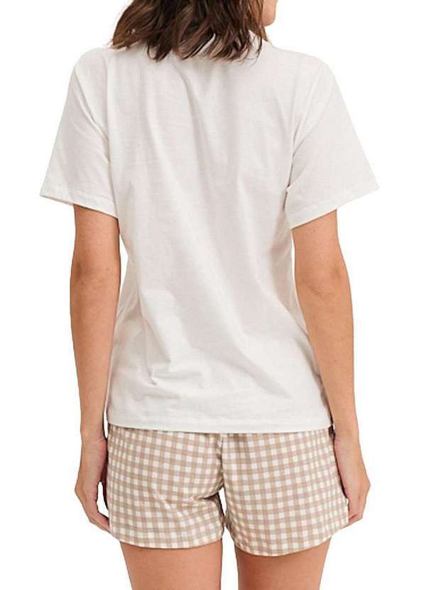 Espaço Pijama - Pijama Feminino Curto Espaço Pijama 4010416 Off-White-Marrom 2