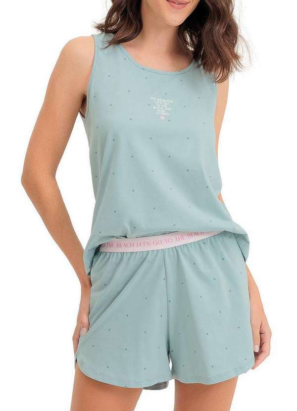 Espaço Pijama - Pijama Feminino Curto Espaço Pijama 4010420 Verde-Poá
