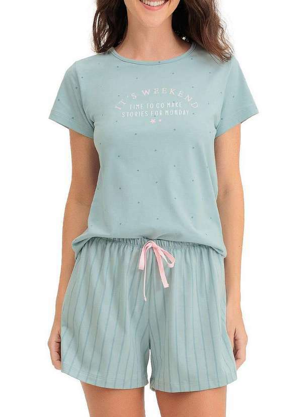 Espaço Pijama - Pijama Feminino Curto Espaço Pijama 4010421 Verde