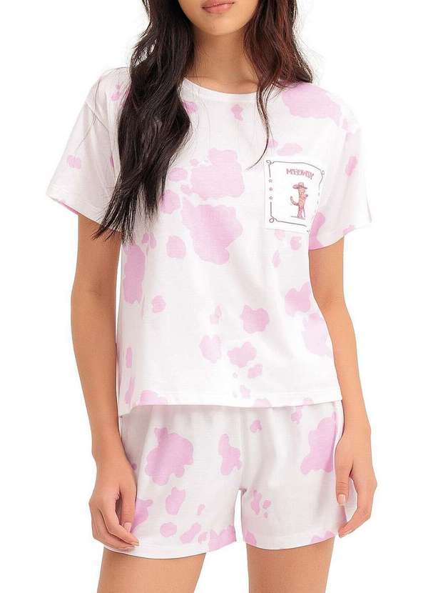Espaço Pijama - Pijama Feminino Curto Espaço Pijama 4010445 Off-White