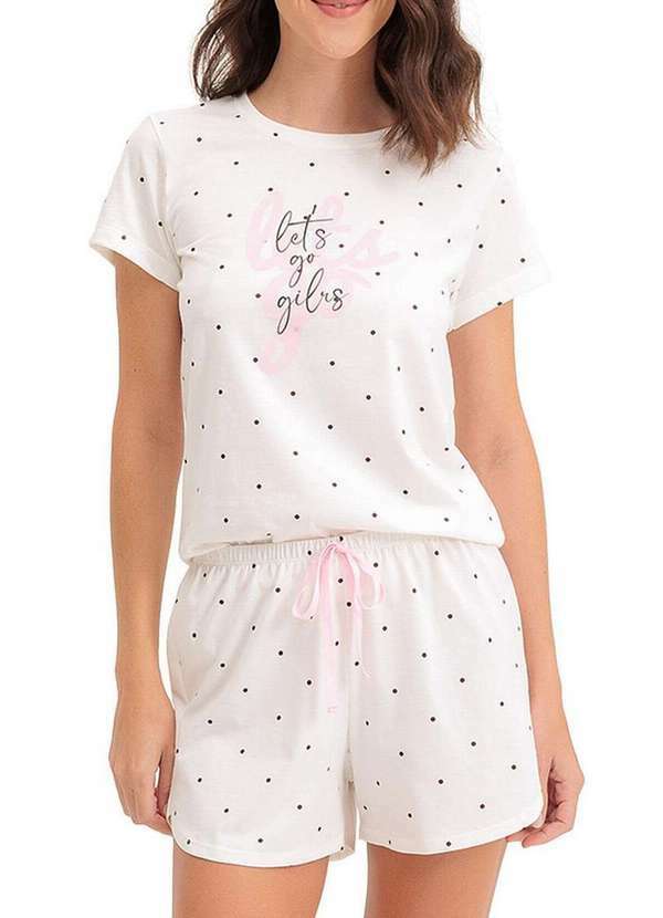 Espaço Pijama - Pijama Feminino Curto Espaço Pijama 4010459 Off-White-Póa