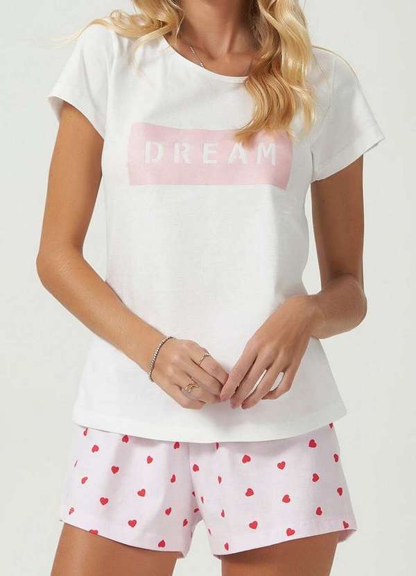 Espaço Pijama - Pijama Feminino Curto Espaço Pijama 40662 Off-White