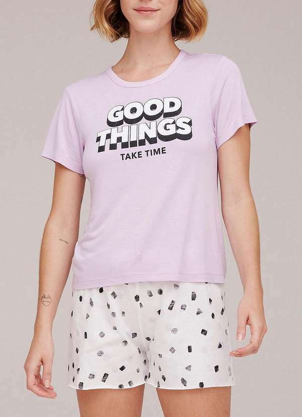 Hering - Pijama Feminino Curto Hering 7byq Xl-Lilás
