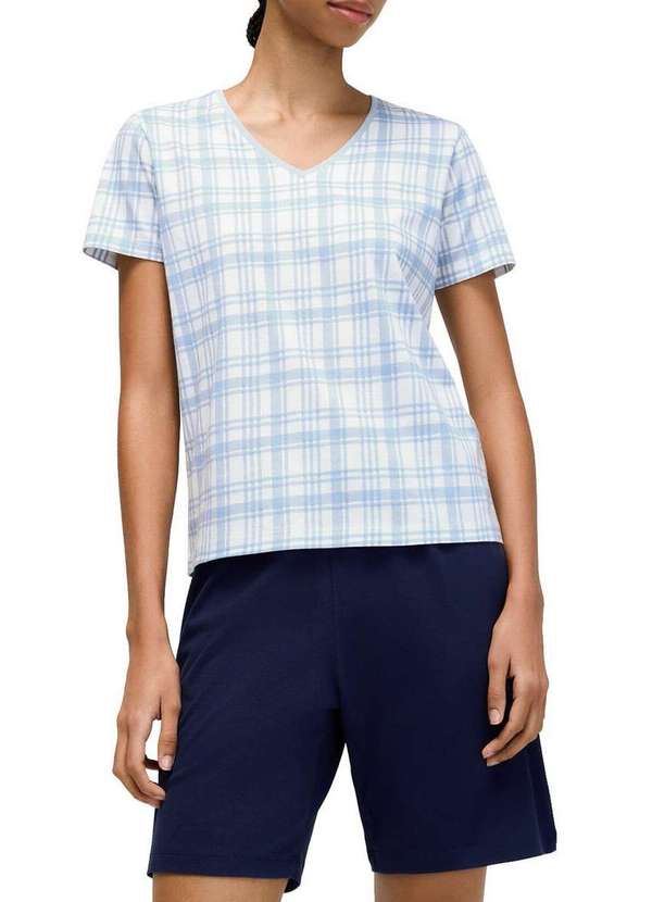 Hering - Pijama Feminino Curto Hering 7c09 1j-Azul-Escuro