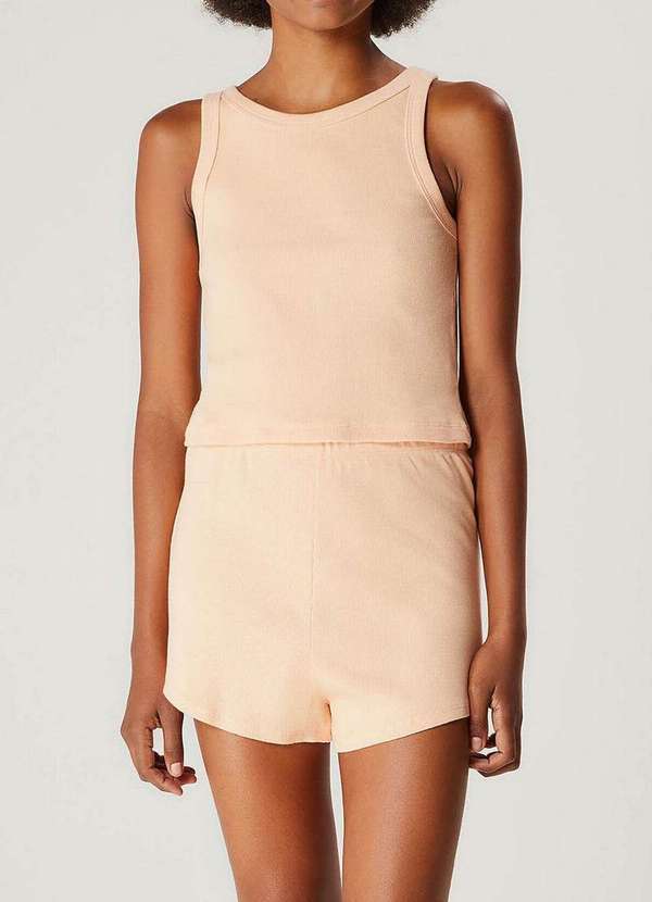 Hering - Pijama Feminino Curto Hering 7ckr Lmq-Laranja-Claro