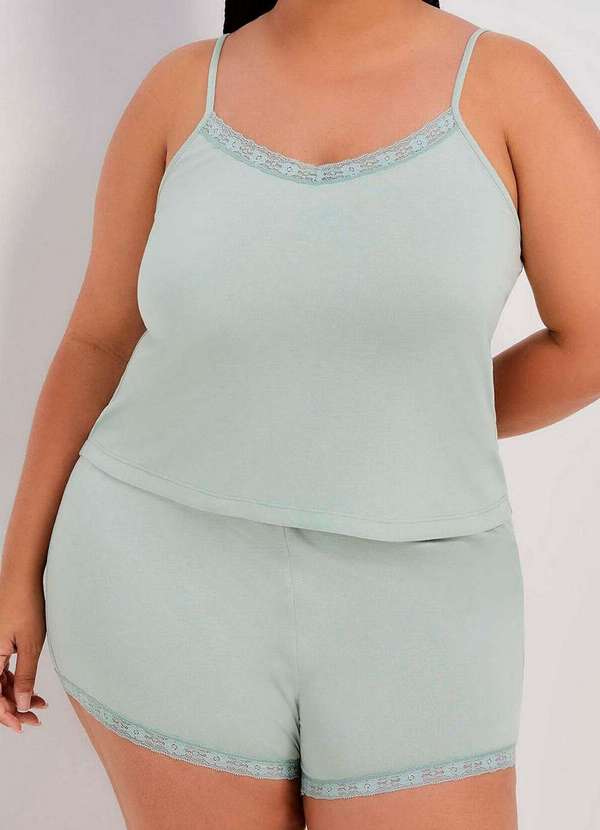 Hering - Pijama Feminino Curto Hering 7cnp Wl9-Verde-Claro