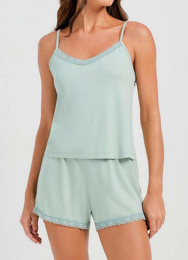 Hering - Pijama Feminino Curto Hering 7cnp Wl9-Verde-Claro 3