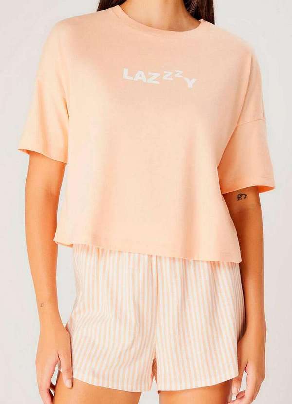 Hering - Pijama Feminino Curto Hering 7cre Lmq-Laranja-Claro