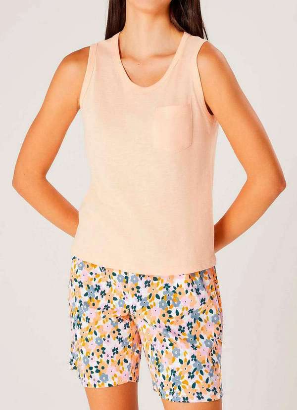 Hering - Pijama Feminino Curto Hering 7cwv Lmq-Laranja-Claro