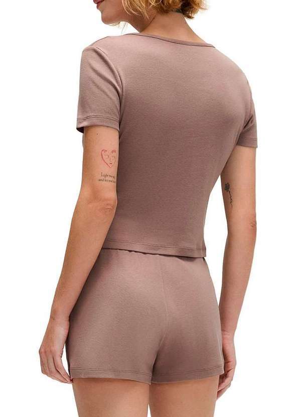 Hering - Pijama Feminino Curto Hering 7cxx Hmv-Marrom-Médio 2