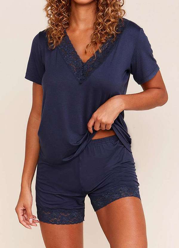 Hope - Pijama Feminino Curto Hope 01260 Acd-Azul-Cedro