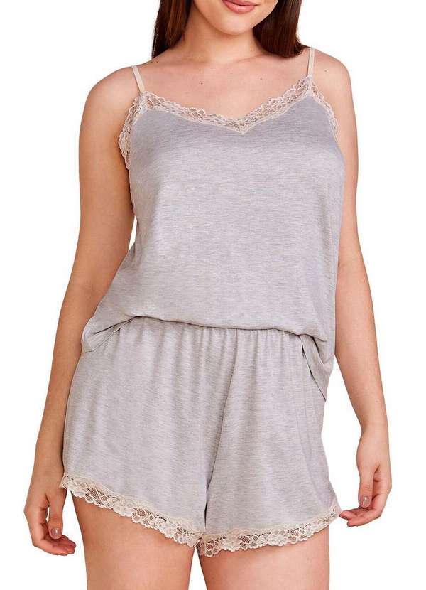 Hope - Pijama Feminino Curto Hope 0lcs1650 Csc-Cinza-Mescla-Claro