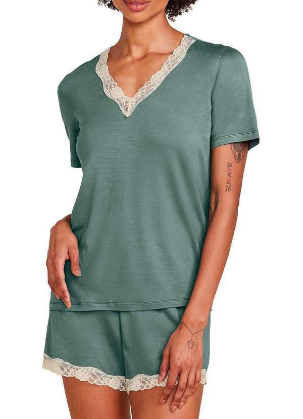 Hope - Pijama Feminino Curto Hope 0mcs1650 Vbt-Verde-Botânico